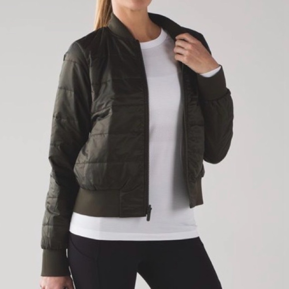 🎉Lululemon athletica Non Stop Reversible Dark Green Quilted Bomber Jacket!